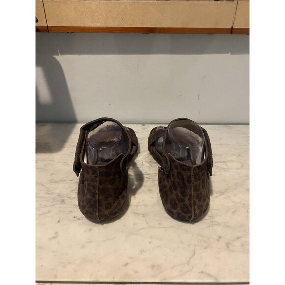Pedro Garcia Sandals Womens Size 6.5 Brown Leopard Print Suede Ankle Strap - Picture 4 of 6